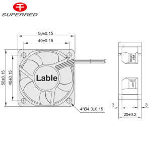 50x50x20 Ventilateur de refroidissement en continu Couleur noire Pour cheminée électrique / four / refroidisseur murale