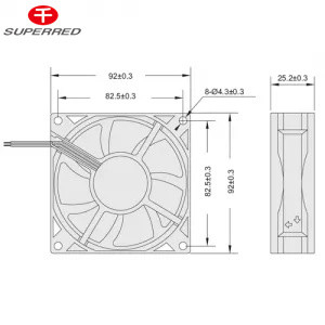 Ventilateur de refroidissement en courant continu noir 92x92x20 1700-3600 RPM Pour réfrigérateur