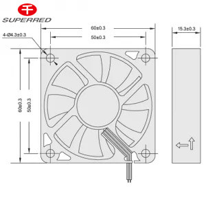 En plastique, PBT à courant continu 12V ventilateur de refroidissement 60x60x10 sortie de signal facultative